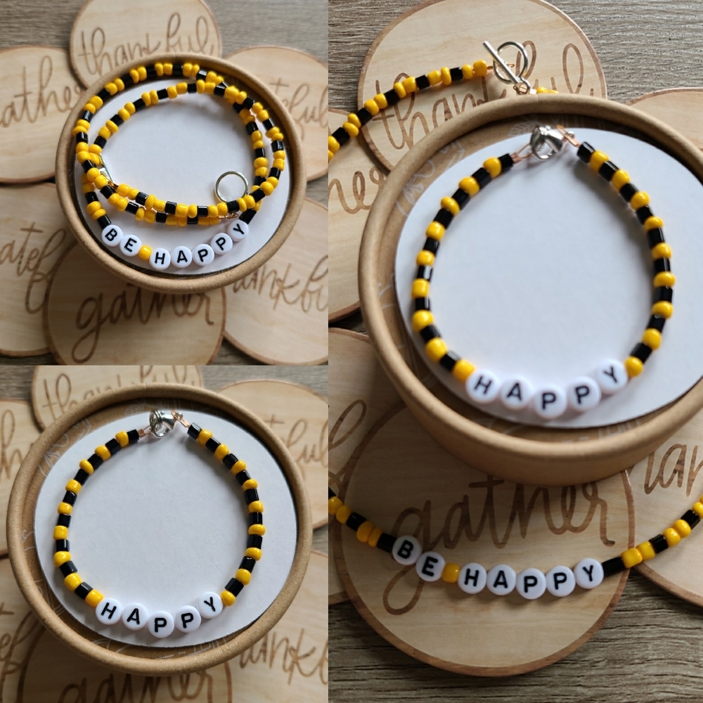 Happy Word-Bracelet & Choker Necklace Set